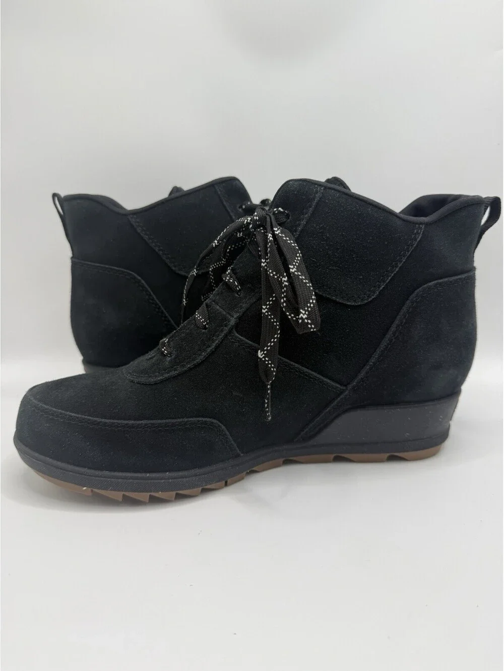 SOREL Evie Sport Lace Wedge Black Suede Ankle Boot Bootie Women Sz 10 NWOB
